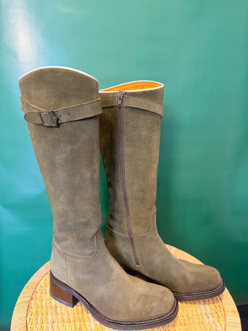 Goodyear Welt- Frye Olive Suede Over-the-Knee Riding Boots